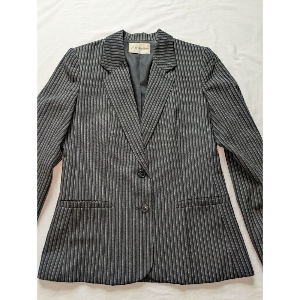 Vintage JH Collectibles Wool Blazer Womens Size 6 Vertical Pin Stripe Jacket USA - Picture 2 of 11